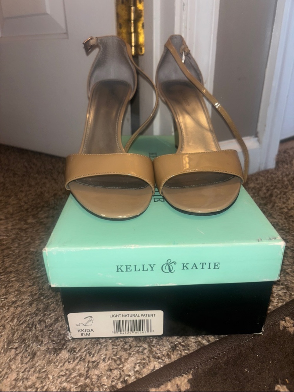 Kelly & Katie Nude Patent Ankle-Strap Heels